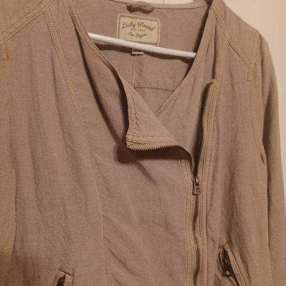 NWT Lucky Brand Soft Linen Jacket, Asymmetrical Zip Front - Picture 4 of 10